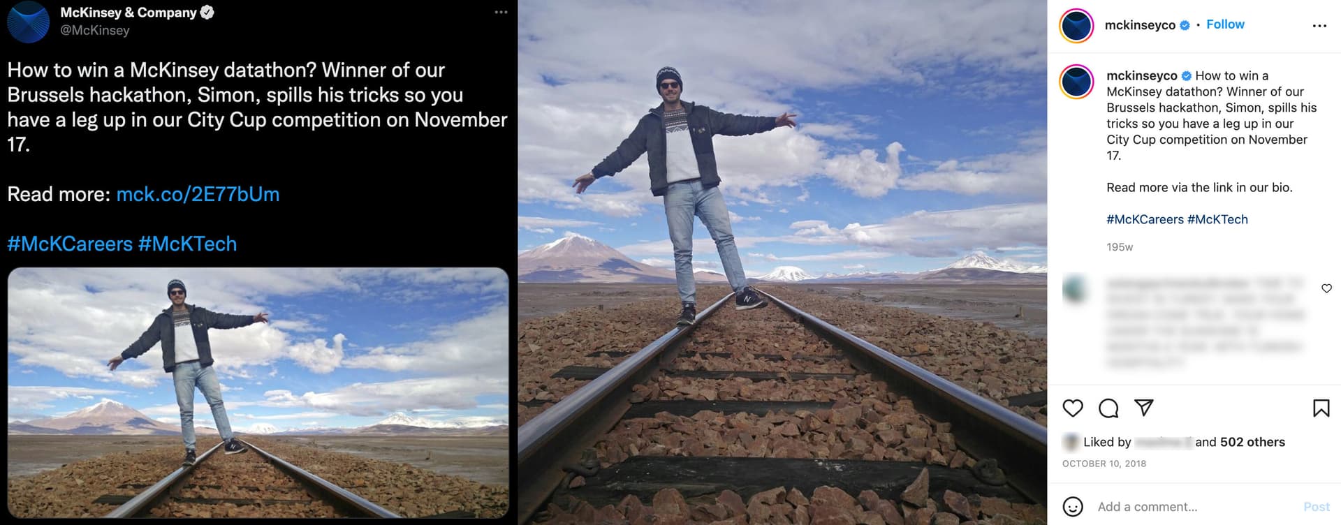 Social media post about my interview for McKinsey